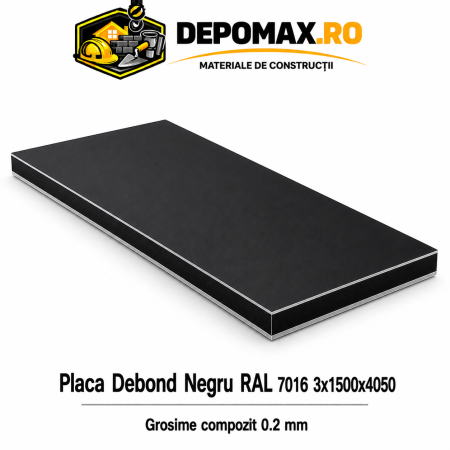 Placa BOND negru/negru 3mm, 1500x4050mm, aluminiu 0.2mm